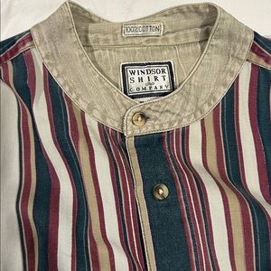 Windsor Multicolor Striped Long Sleeve Mandarin Collar Shirt